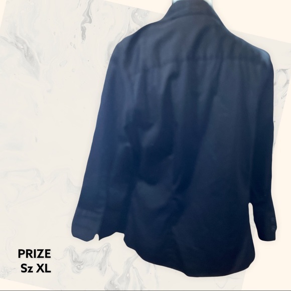 PRIZE Button down  3/4 sleeve stretchy black shirt Sz XL - Picture 2 of 3